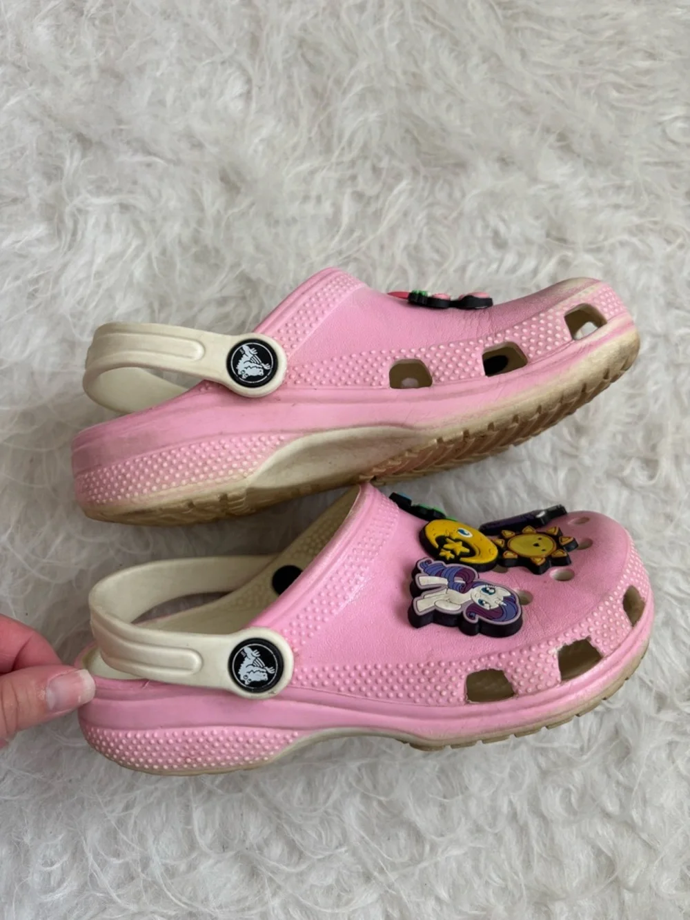 CROCS Kids Pink Slip-On Clogs with Fun Jibbitz Charms